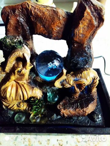 Фонтан настольный два слоника с подводной подсветк