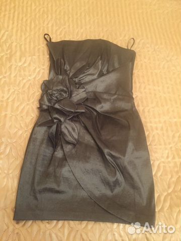 Вечернее мини платье, серебряного цвета, М Вечернее мини платье, серебряного цвета, М