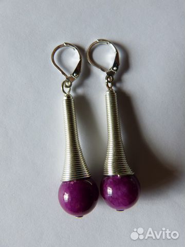 Серьги новые, с фиолетовой вставкой Серьги новые, с фиолетовой вставкой