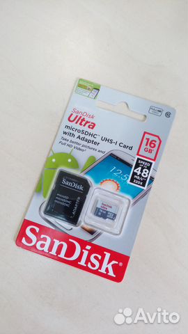 Карта памяти micro SD Sandisk 16 гб Новая