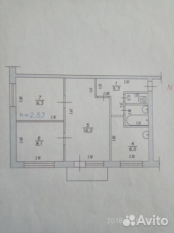 3-к квартира, 47.9 м², 3/5 эт.