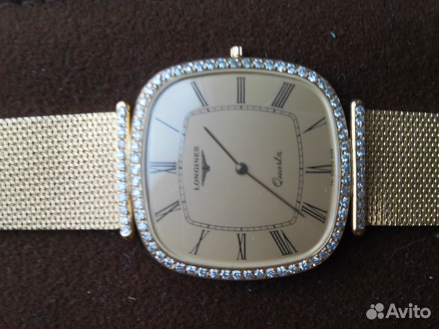 Золотые часы Longines с бриллиантами