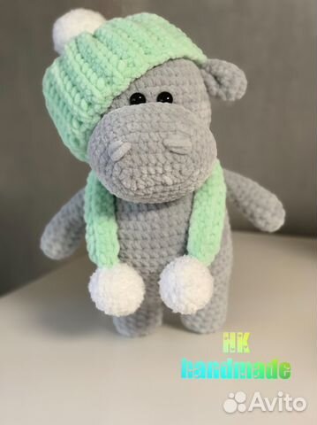 Плюшевая игрушка бегемотик (ручная работа) Плюшевая игрушка бегемотик (ручная работа)