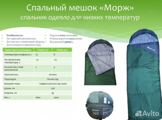 Спальный мешок Морж 238х95