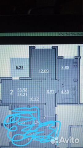 2-к квартира, 53.6 м², 3/19 эт.