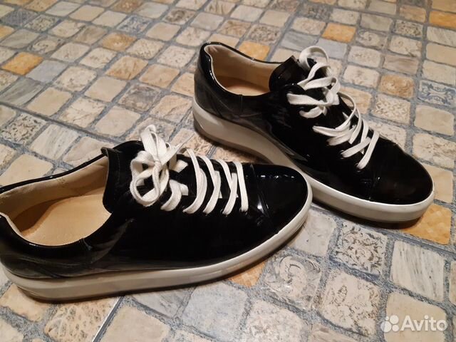 Кеды ботинки ecco лаковая кожа