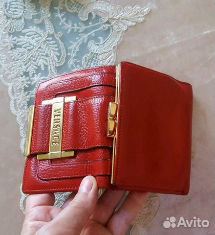Кошелек versace оригинал италия красный кожаный