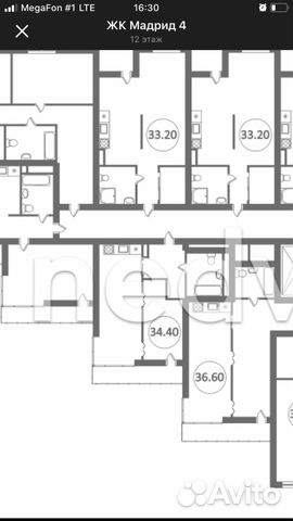 1-к квартира, 34.4 м², 3/12 эт.