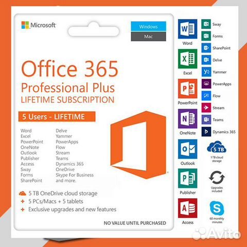 Microsoft Office 365 Pro Plus (Windows / Mac) 5 PC Microsoft Office 365 Pro Plus (Windows / Mac) 5 PC
