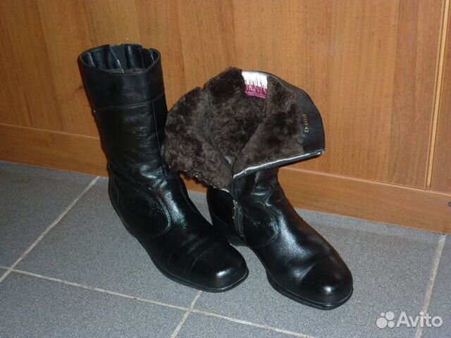 Сапоги женские финские, натуральная кожа и мех, бу Сапоги женские финские, натуральная кожа и мех, бу