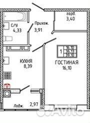 1-к квартира, 39 м², 8/18 эт.
