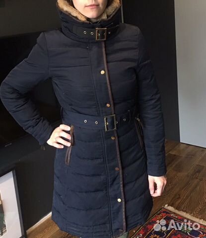 Пальто пуховик Zara пух перо зимний приталенный