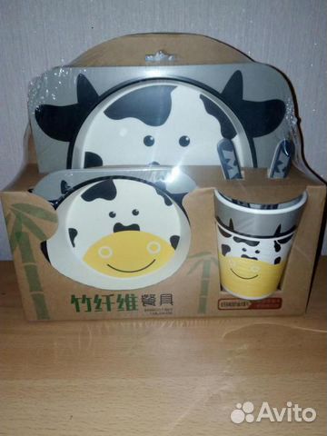 Набор детской посуды из бамбука