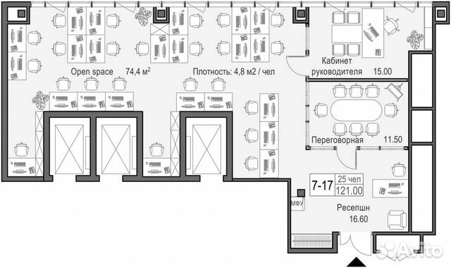 Продам офисное помещение, 121.00 м²