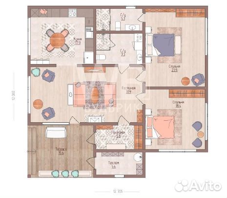 Коттедж 131.1 м² на участке 9.7 сот. Коттедж 131.1 м² на участке 9.7 сот.