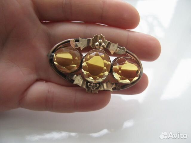 Большая Антикварная Брошь Позолота 19 Век Большая Антикварная Брошь Позолота 19 Век