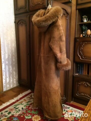 Дубленка с капюшоном, натуральная овчина (Италия)