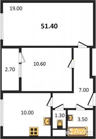 2-к квартира, 51.4 м², 17/24 эт.