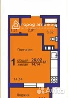 1-к квартира, 26 м², 2/10 эт.