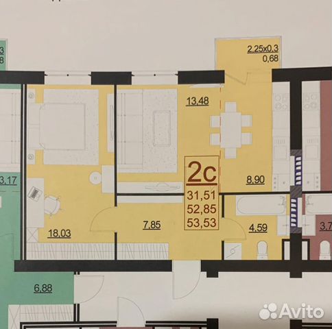 2-к квартира, 54 м², 3/3 эт.