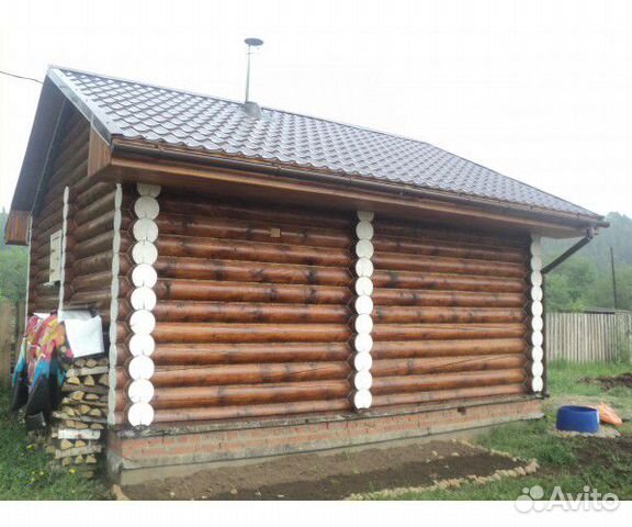 Сруб бани из оц.бревна 6 на 6 м. Зимний лес Сруб бани из оц.бревна 6 на 6 м. Зимний лес