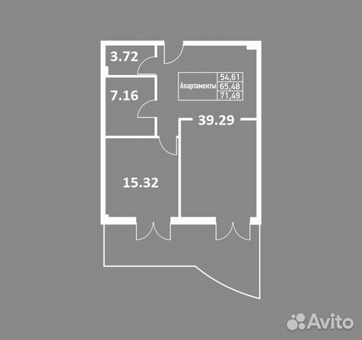 1-к квартира, 70.6 м², 2/5 эт.