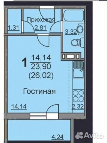 Студия, 23.9 м², 10/11 эт. Студия, 23.9 м², 10/11 эт.