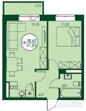 1-к квартира, 40 м², 5/20 эт.
