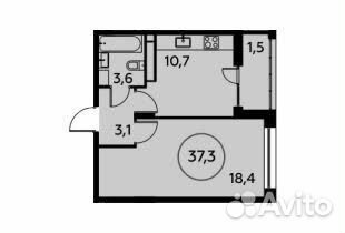 1-к квартира, 37.3 м², 12/14 эт. 1-к квартира, 37.3 м², 12/14 эт.