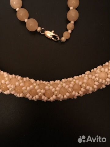 Бусы колье натуральный оникс 8мм и бисер Preciosa