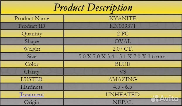 Серьги кианит натуральный, серебро 925