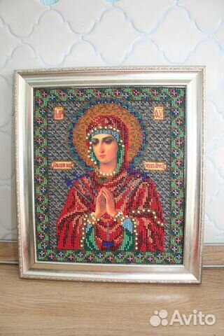 Картина икона вышитая вручную бисером