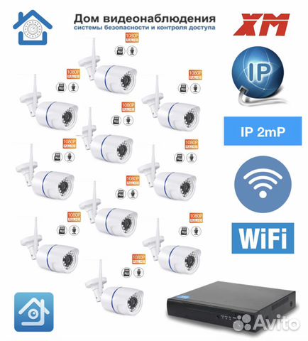 Уличный комплект на 10 IP Wi-Fi камер Full HD 1080 Уличный комплект на 10 IP Wi-Fi камер Full HD 1080