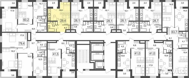 Студия, 29.4 м², 5/25 эт. Студия, 29.4 м², 5/25 эт.