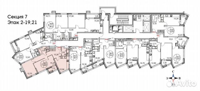 2-к квартира, 62 м², 2/21 эт. 2-к квартира, 62 м², 2/21 эт.