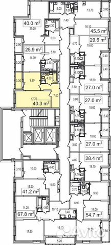 1-к квартира, 40.3 м², 2/25 эт. 1-к квартира, 40.3 м², 2/25 эт.