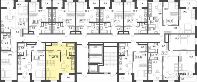 1-к квартира, 41.3 м², 15/25 эт. 1-к квартира, 41.3 м², 15/25 эт.