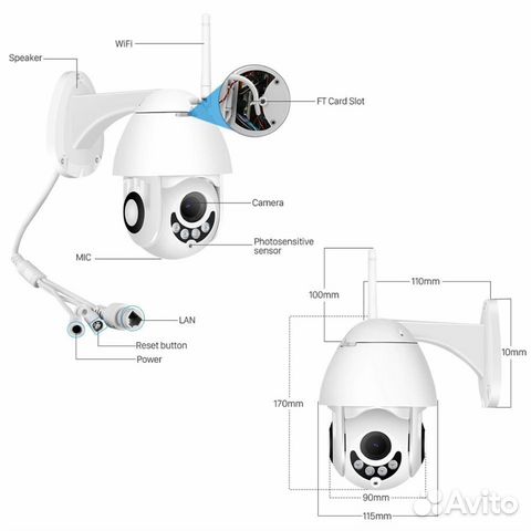Уличная поворотная Wifi IP камера 1080p на 2 и 3мп Уличная поворотная Wifi IP камера 1080p на 2 и 3мп