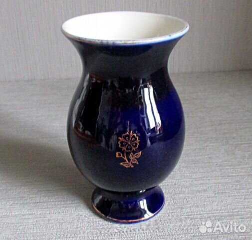 Ваза лфз СССР 1 сорт кобальт малая 12 см 1950-60-е