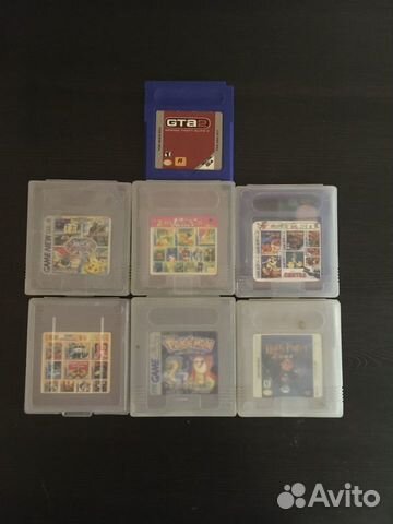 Game Boy Color, прозрачный и с картриджами