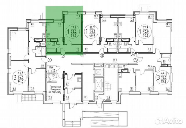 1-к квартира, 38.2 м², 1/17 эт.