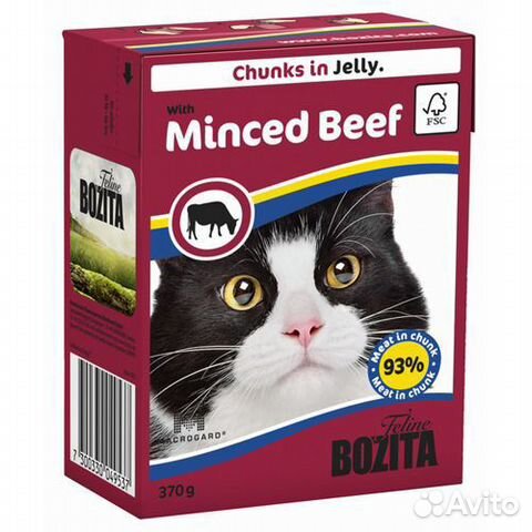 Корм для кошек bozita Кусочки в желе с рубленной г Корм для кошек bozita Кусочки в желе с рубленной г