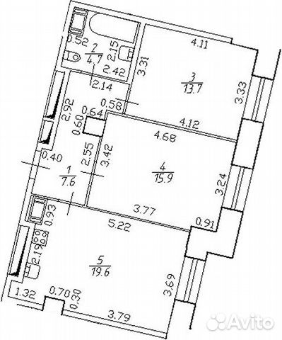 2-к квартира, 61.5 м², 5/25 эт.