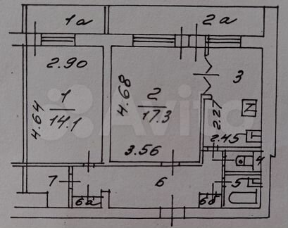 2-к квартира, 63.3 м², 7/22 эт.