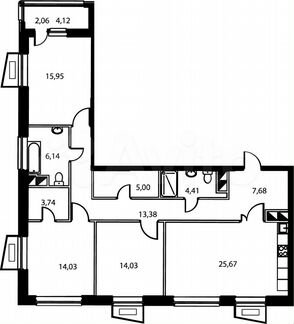 3-к квартира, 112.1 м², 20/22 эт.
