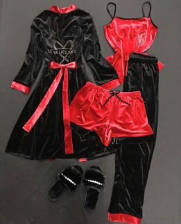 Пижама бархат четверка, размеры 42-50