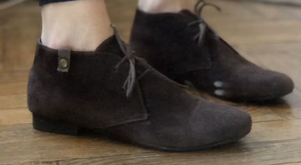 Туфли из натуральной замши, коричневые