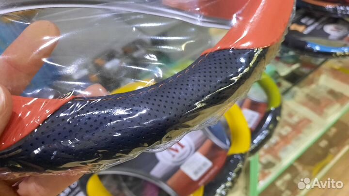 Чехол на руль натуральная кожа (Оранжевый)