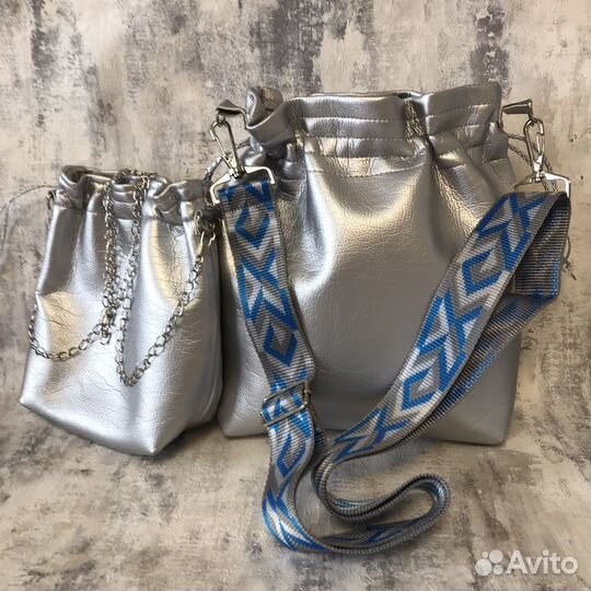 Сумочки серебро Эко Кожа комплект