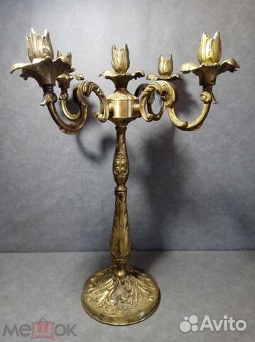 Подсвечник бронза 5 рожков СССР/ Подсвечник Лев